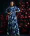 Front Buttoned Printed Chiffon Dress